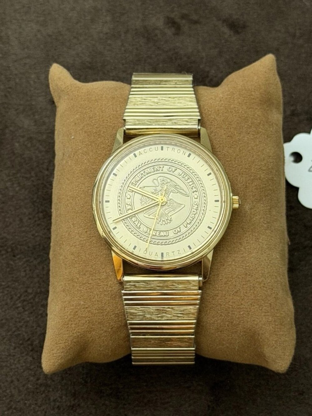 Bulova Accutron Quartz Analog Watch Gold Dial Gold Tone Bracelet 33mm